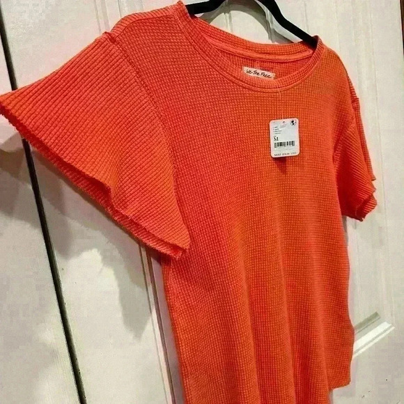 NWT We The Free Free People What’s Up Baby Waffle Tee Tshirt Medium Tigerlily - Picture 2 of 14